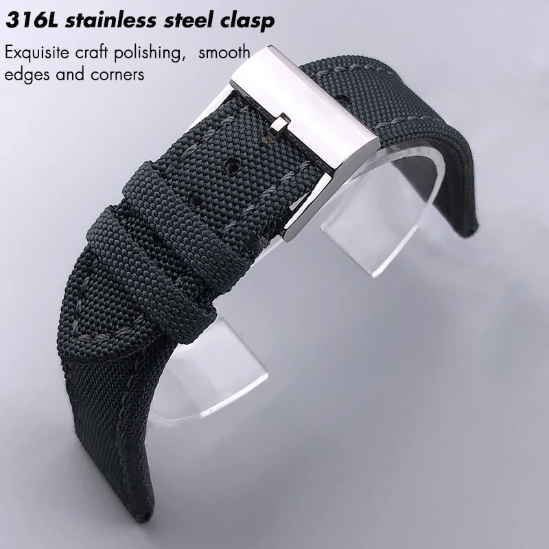 High Quality Nylon Canvas Watchband 21mm 22mm Fit for Breitling AVENGER NAVITIMER CHRONOMAT SUPEROCEAN Yellow Wolf Watch Strap view 3