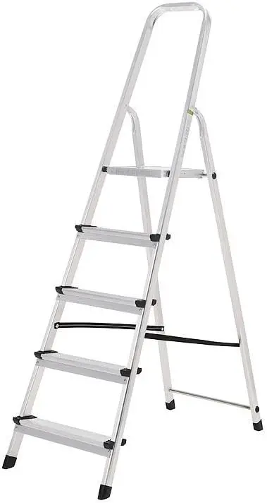 Oryx Escalera Aluminio 5 Peldaños Plegable, Uso doméstico, Antideslizante, Ligera y Resistente