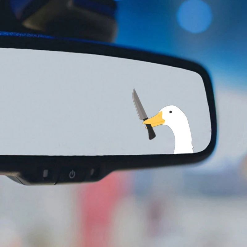 Cute Silly Goose Vinyl Stickers, Waterproof Universal Car Decals for Rearview Mirror & Bumper