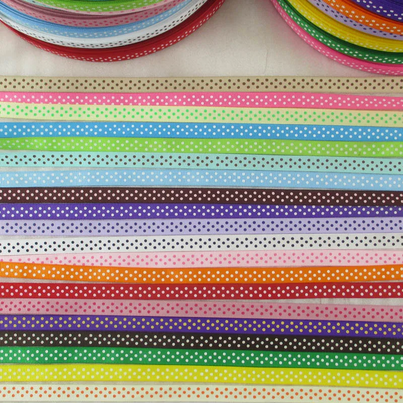 5 Yards 9mm Polka Dots Printed Grosgrain Ribbons For Wedding Festival Party Decorations DIY Bow Craft Gifts Wrapping,5Yc19822