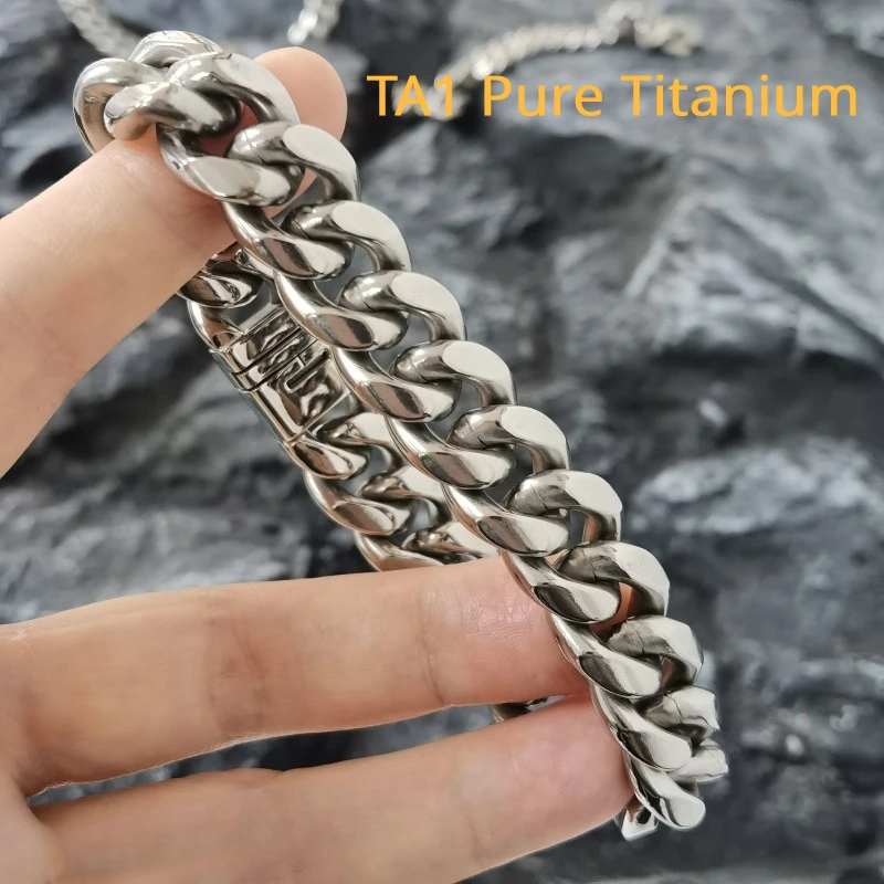 Hip-Hop TA1 Pure Titanium Cuban Link Chain Bracelet And Necklaces for Trendy Men Women Necklaces Domineering Punk Handsome Chain