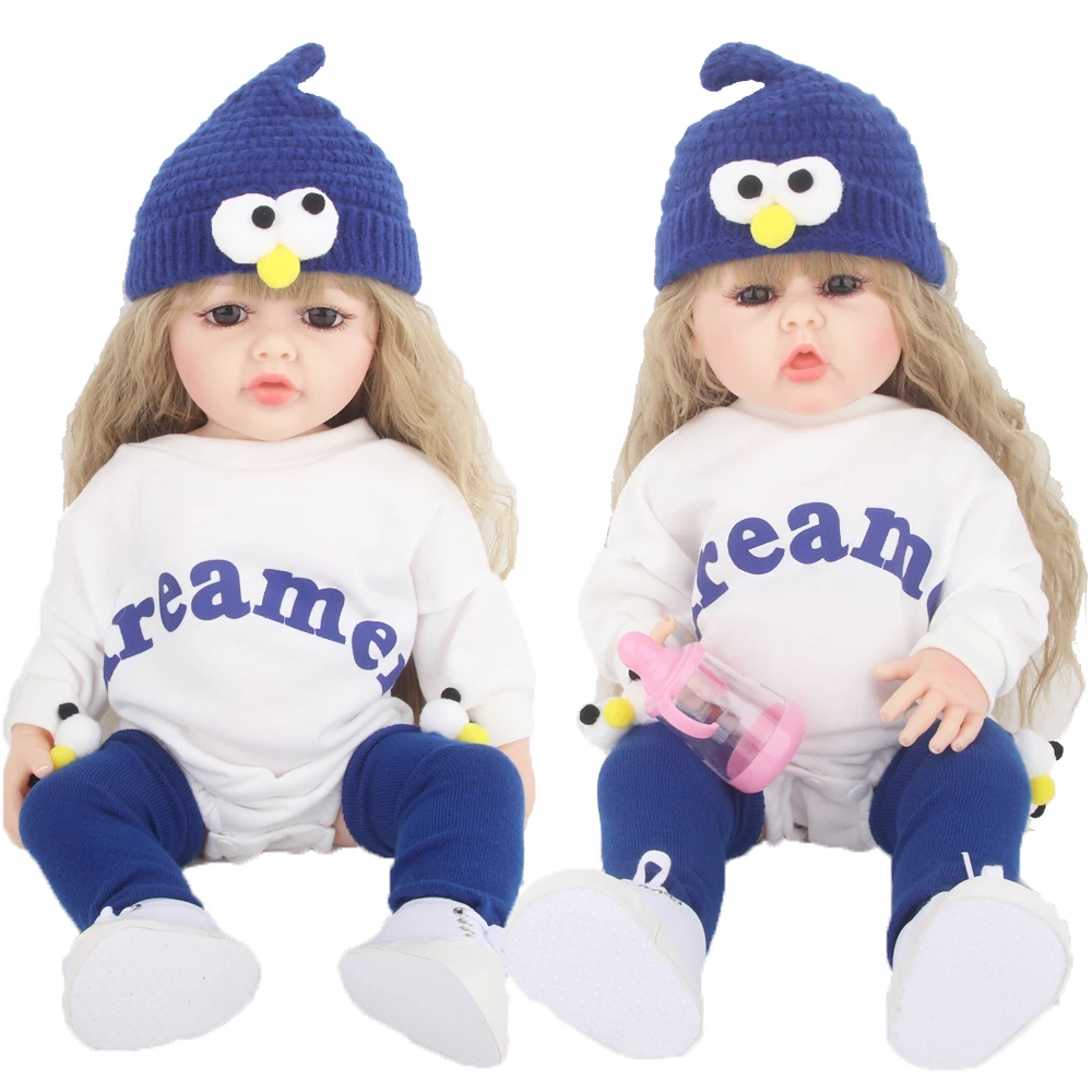 55cm Reborn Baby Dolls, 22 inch Realistic Baby Doll Girl, With Clothes Feeding Accessories Set,Gift for Grandma and Kids 3+,Girl