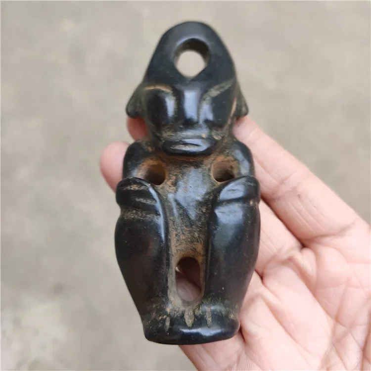 Antique Jade Collection of Hongshan Culture Can Attract Magnetic Meteorite Old Objects Black Iron Meteorite Sun God