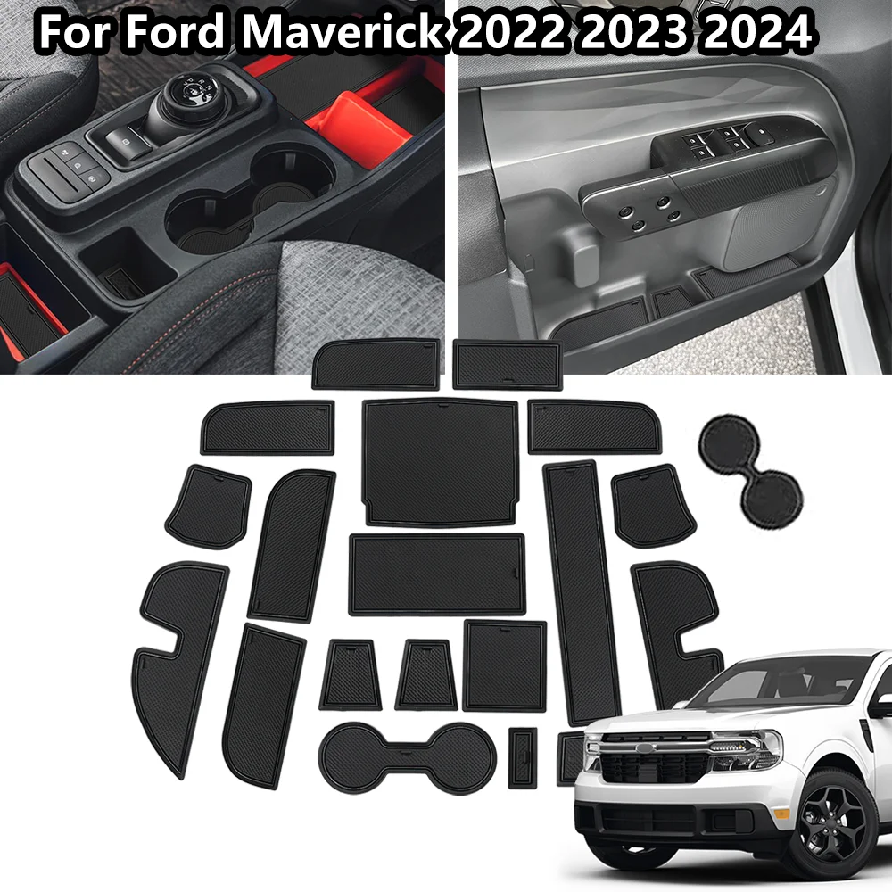 Противоскользящие коврики для дверей автомобиля для Ford Maverick 2022 2023 2024, нескользящие подушечки для автоматических ворот, подстаканник, подставки, подушка