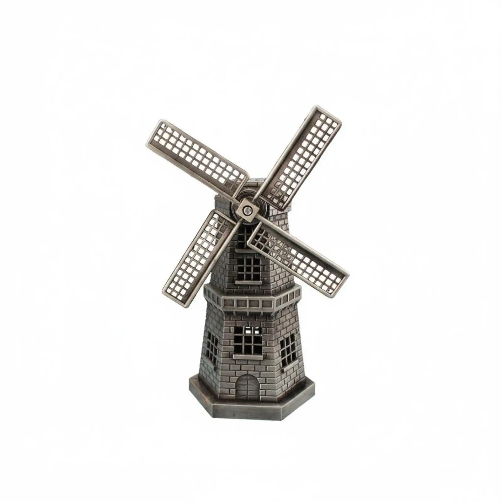 European Windmill Model European Style Metal Windmill Statue Zinc Alloy Tabletop Ornament for Collectors, Home Decor, Desktop,