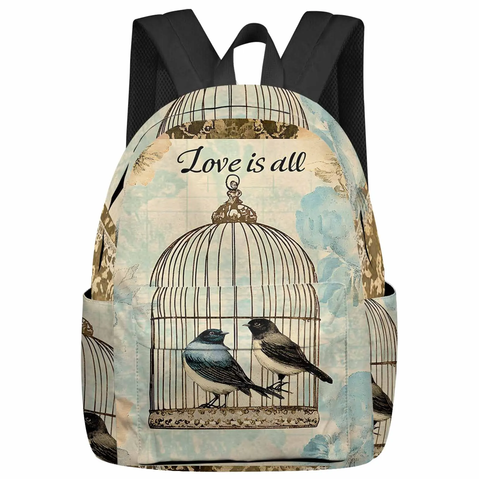 

Vintage Bird Cage Backpack School Bags for Teenagers Students Laptop Bag Women's Casual Travel Backpack