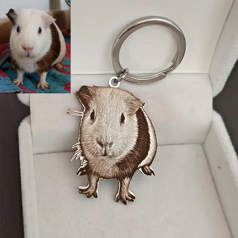 

Custom Pet Photo Keychain Stainless Steel Laser Engraved Hamsters&Dogs&Cats Portrait Keychain Personalized Pet Memorial Jewelry