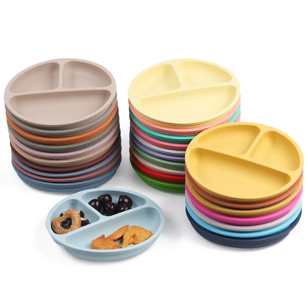 6/8/10Pcs/Set Baby Silicone Tableware Set Kids Food Grade Plate Dinnerware Sucker Bowl for Children\'s Dishes Feeding Accessories