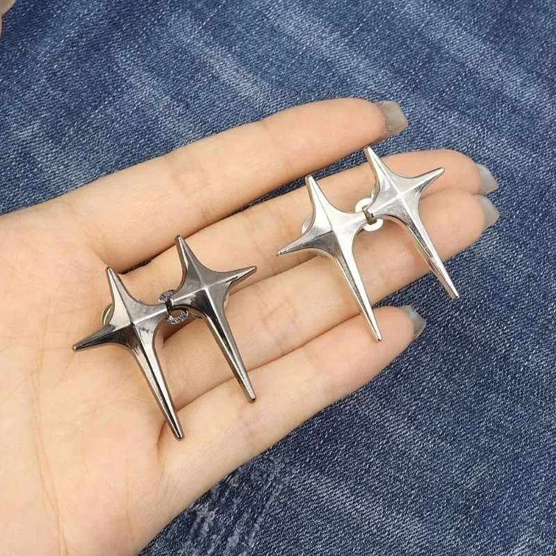 New Metal Cross Star Adjustable Jean Button Pins Detachable Pants Snap Fastener Buttons DIY Sewing-Free Waist Tightener Buckles