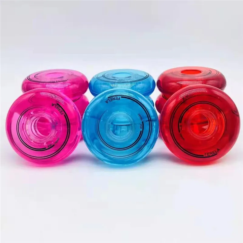 

Inline Skate Wheels 83A Half Transparent Fruit Full Meat Roller Skates Wheel with 64 68 70 72 76 80mm Inline Slalom Skating Tyre