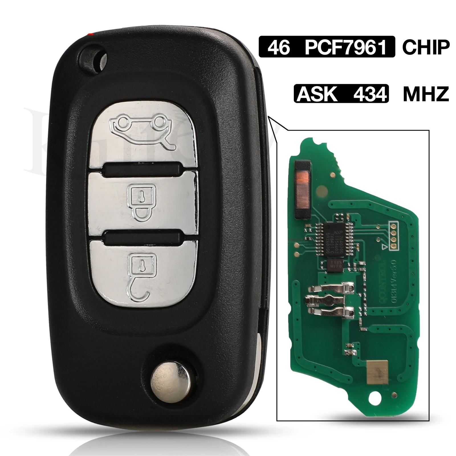 

ASK 3 BTN 433/434MHz PCF7961A ID46 Flip Remote Key For Renault Clio III Clio 3 Kangoo Master Modus Twingo 2006-2016 7701210033