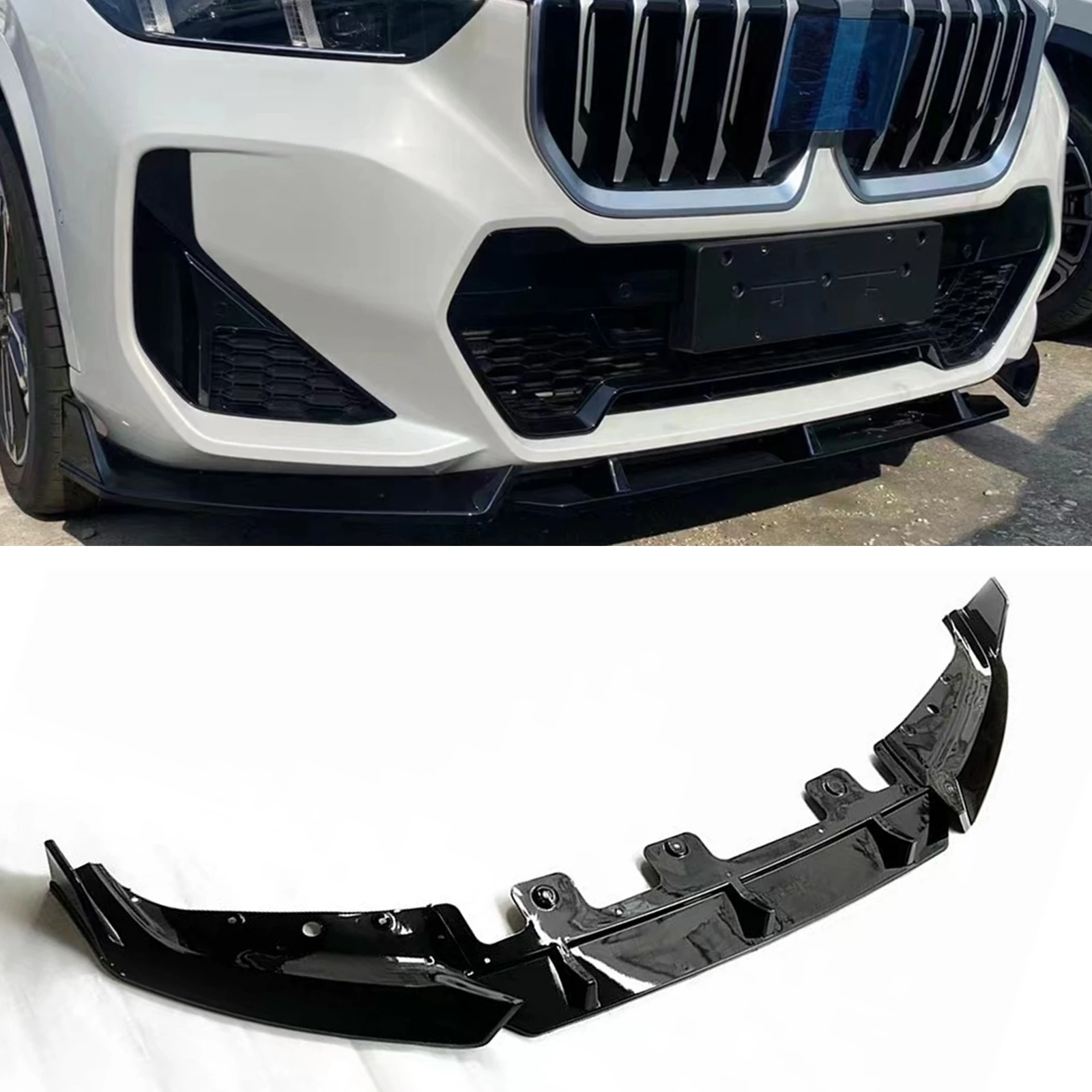 

For BMW X1 U11 U12 iX1 2023 2024 M Sport Model Glossy Black Front Bumper Spoiler Lip Car Lower Splitter Blade Body Kit Protector