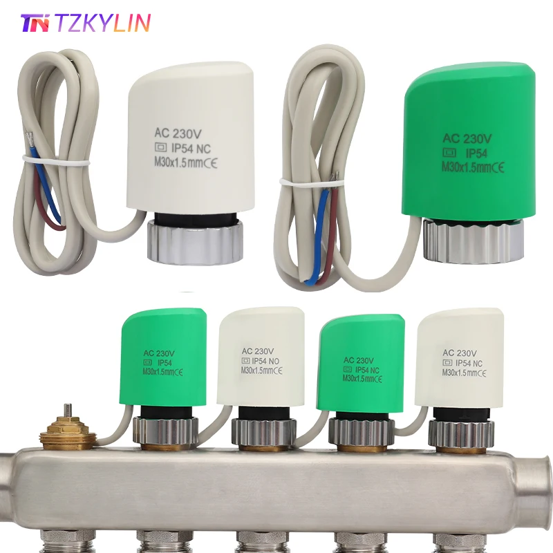230V Normally Closed Normally Open M30x1.5 Electric Thermal Actuator for Underfloor Heating TRV Thermostatic Radiator Valve