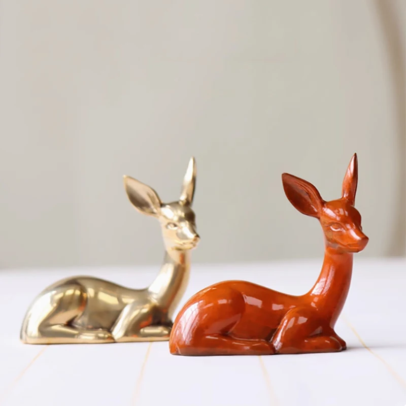 Brass Pen Stand Deer Shaped Paperweight For Study Collectible Gifts Studyroom Ornaments