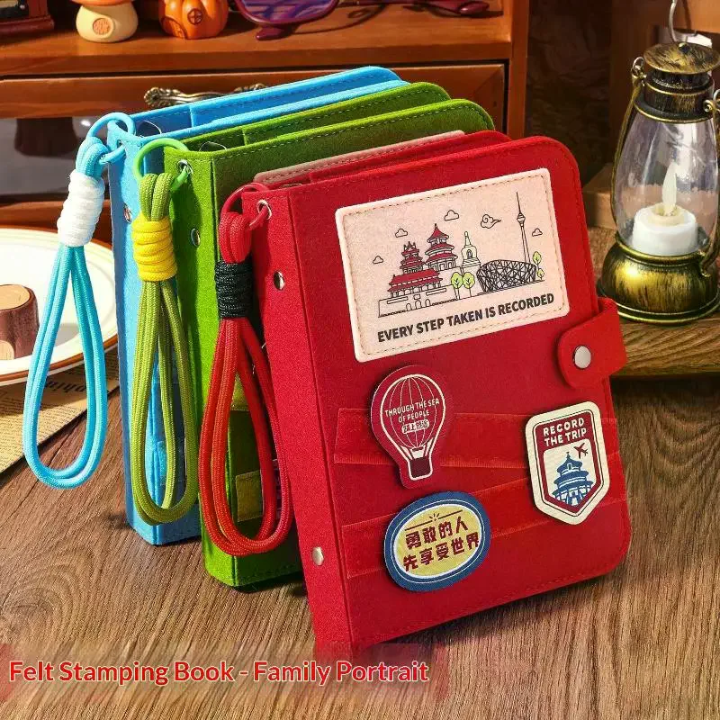 Creative Felt Travel Stamp Book, Scenic Spot Check-In Souvenir Notebook with Blank Pages
