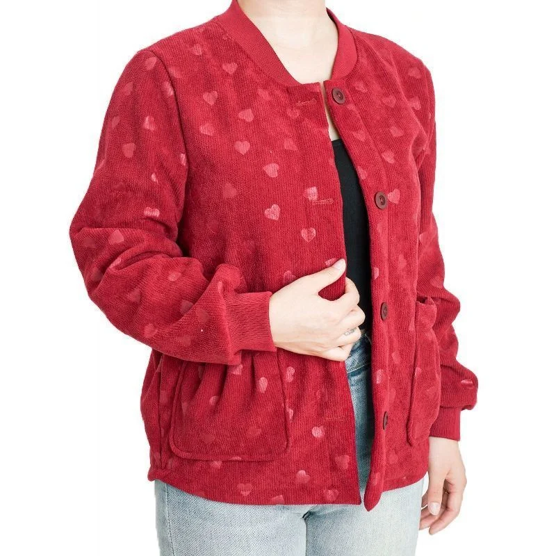 

2025 Middle Aged Mother Leisure Baseball Jacket Autumn Winter Women Long Sleeves Coat Korean Lady Large Size 4XL Velvet Outwear
