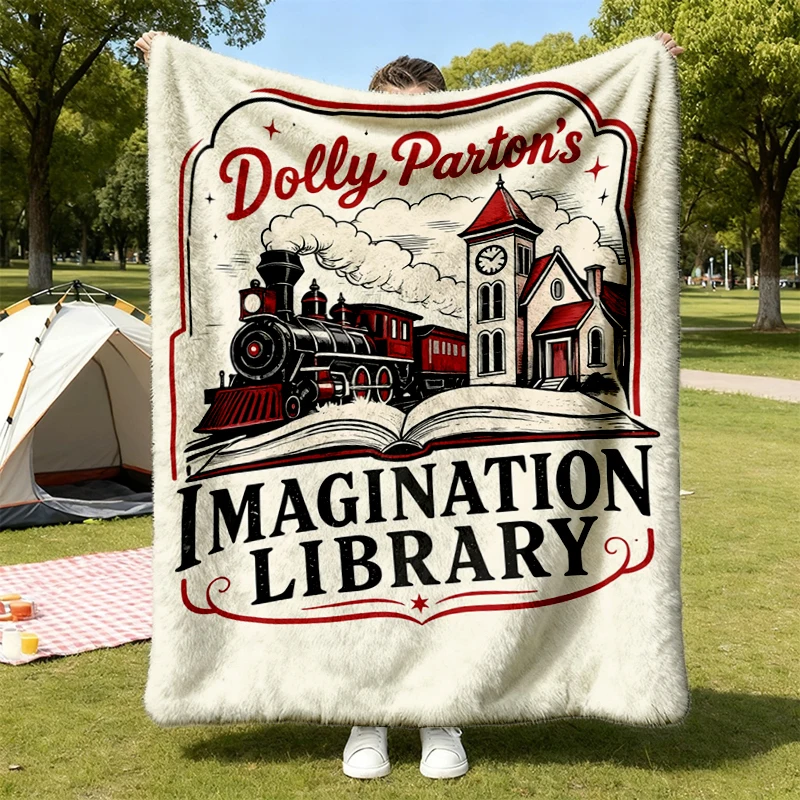 Vintage Dolly Imagination Library Flannel Blanket, Dolly Parton Quote Warm Blanket, Parton Memorial 1946-2026 Flannel Th