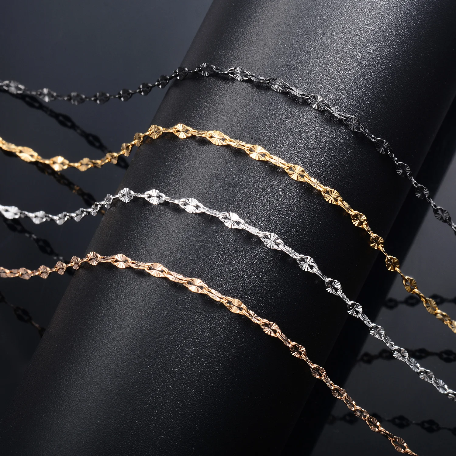 2,5 mm Dünne Edelstahl-Armbänder mit Lippenprägung, Wasserdichte Fußkettchen, Schmuckzubehör – Detail 4