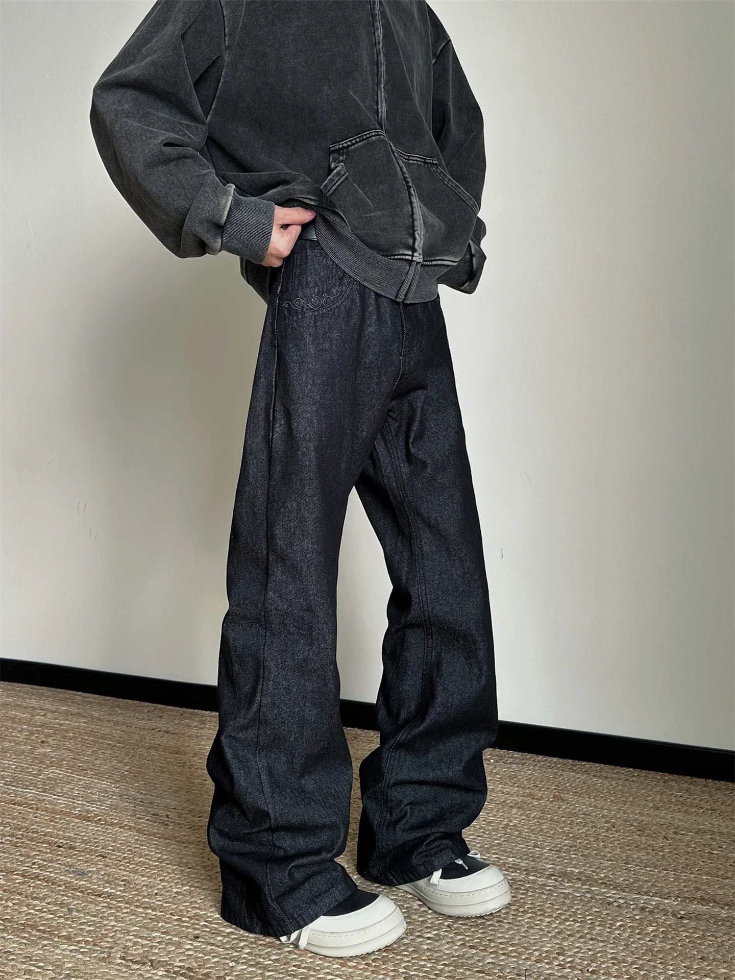 

Vintage Waed Loose Straight Leg Men's Denim Jeans Original Blue Jeans Casual Comfortable Autumn Long Trousers