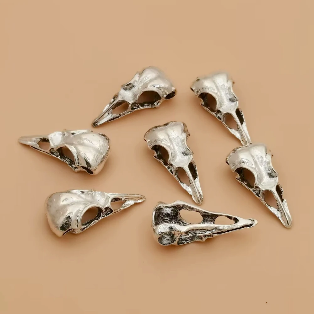 4Pcs Alloy Crow Raven Skull Charms Bird Head Skeleton Pendant For Halloween Witch Pagan Necklace Bracelet Gothic