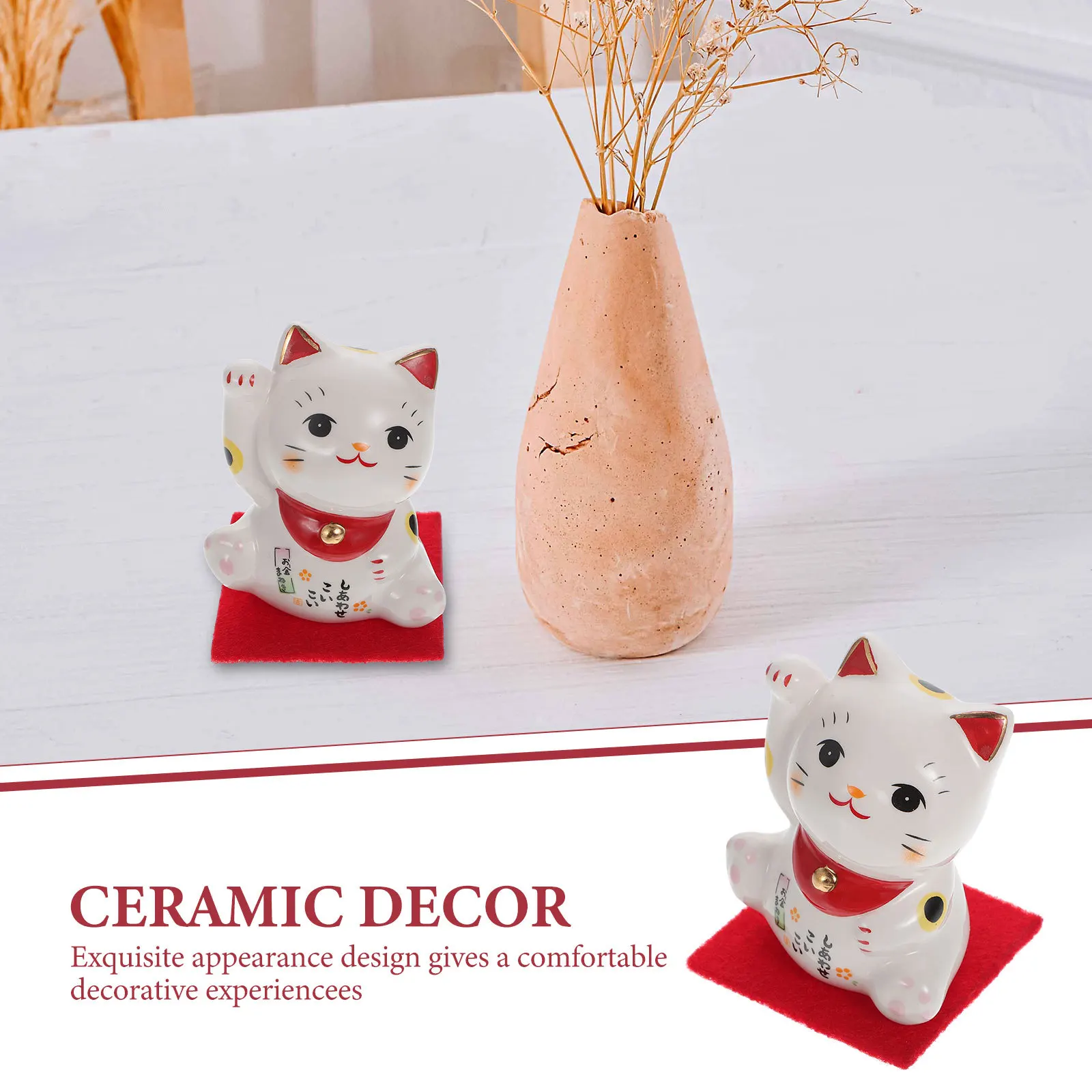 

1Pcs Premium Ceramic Lucky Cat Ornament Stylish Cat Decor for Stand Desk Home Office Interior Decoration Gift