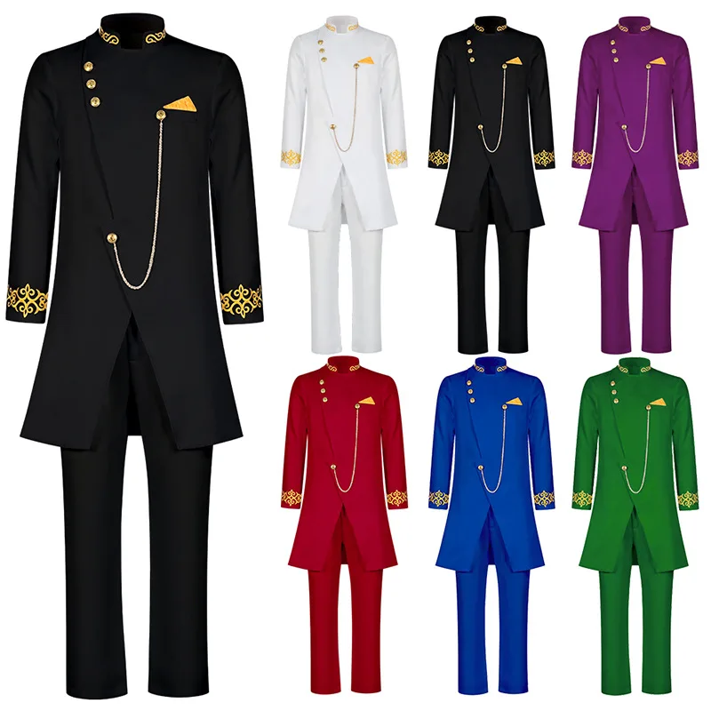 

Одежда в африканском стиле для мужчин, модный топ с вышивкой и брюки, комплект из 2 предметов, элегантный классический приталенный Повседневный красивый костюм из двух предметов