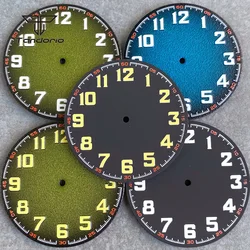 40.5mm Automatic Watch Dial Matte Face Arabic Numerals Fit NH35 NH36 ETA2824 PT5000 ST2130 Movt Green Lume Wristwatch Mod Parts