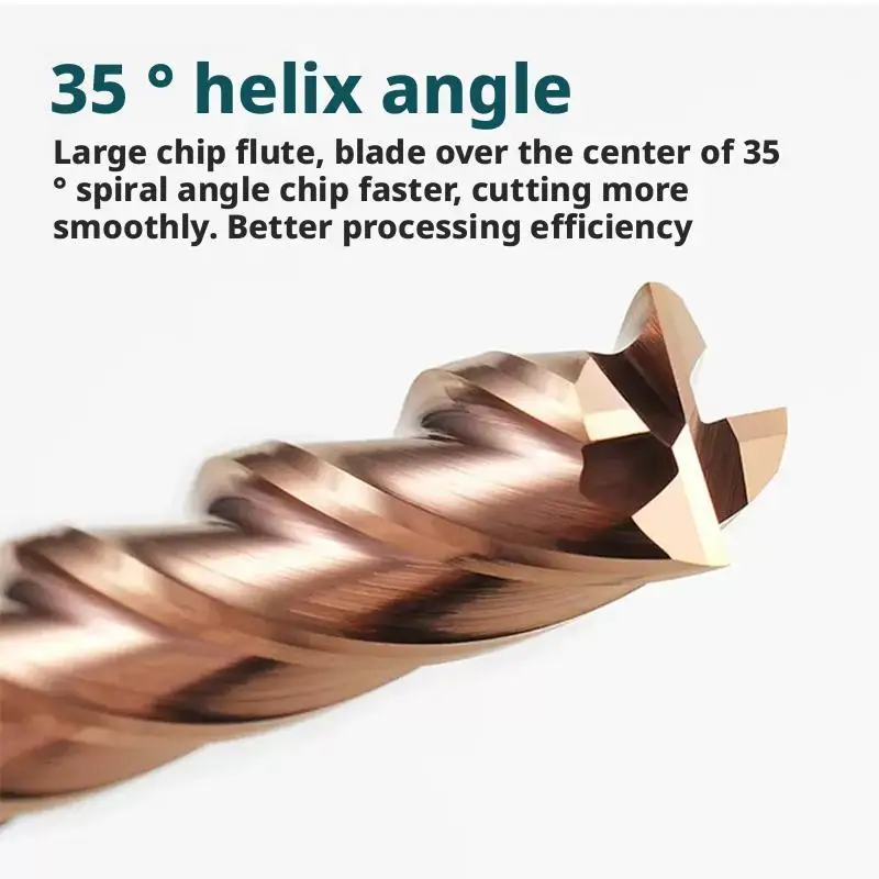 HRC55 Tungsten Steel Milling Cutter, 4-side CNC Vertical Milling Tool, Solid Hard Alloy Milling Cutter