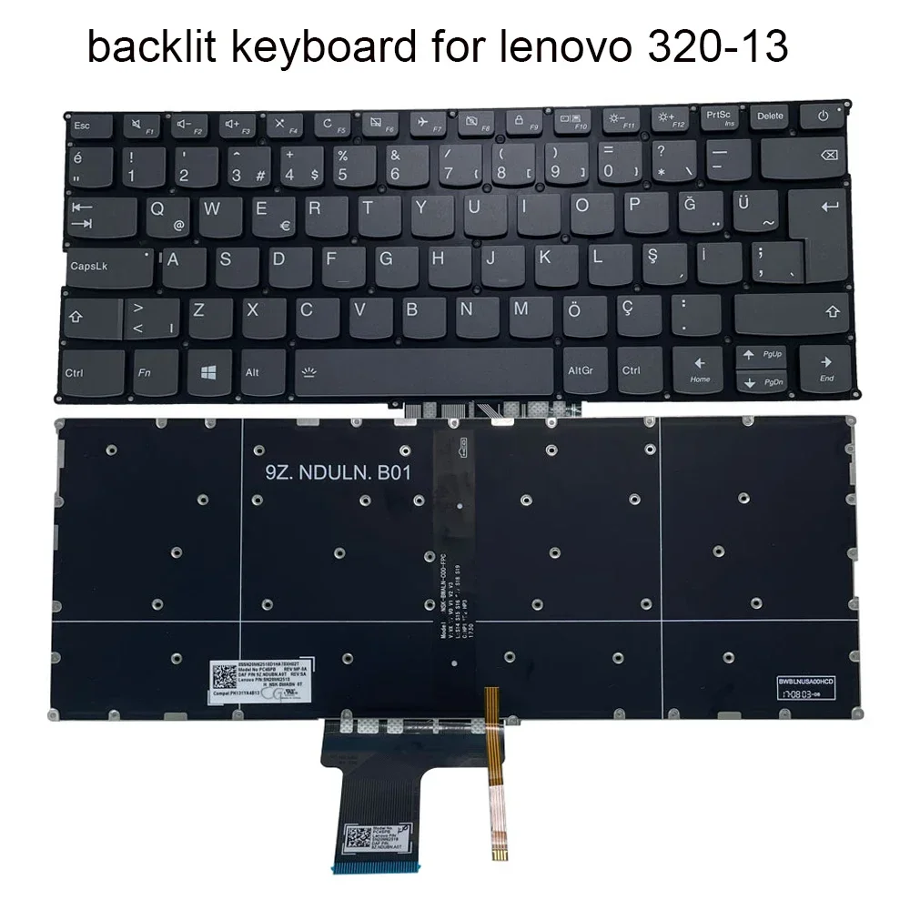 

Turkish Keyboard Backlight For Lenovo IdeaPad 320S-13IKB 720S-14IKB 720S-13IKB 13ARR PC4SPB Turkey Laptop Keyboards SN20M62518