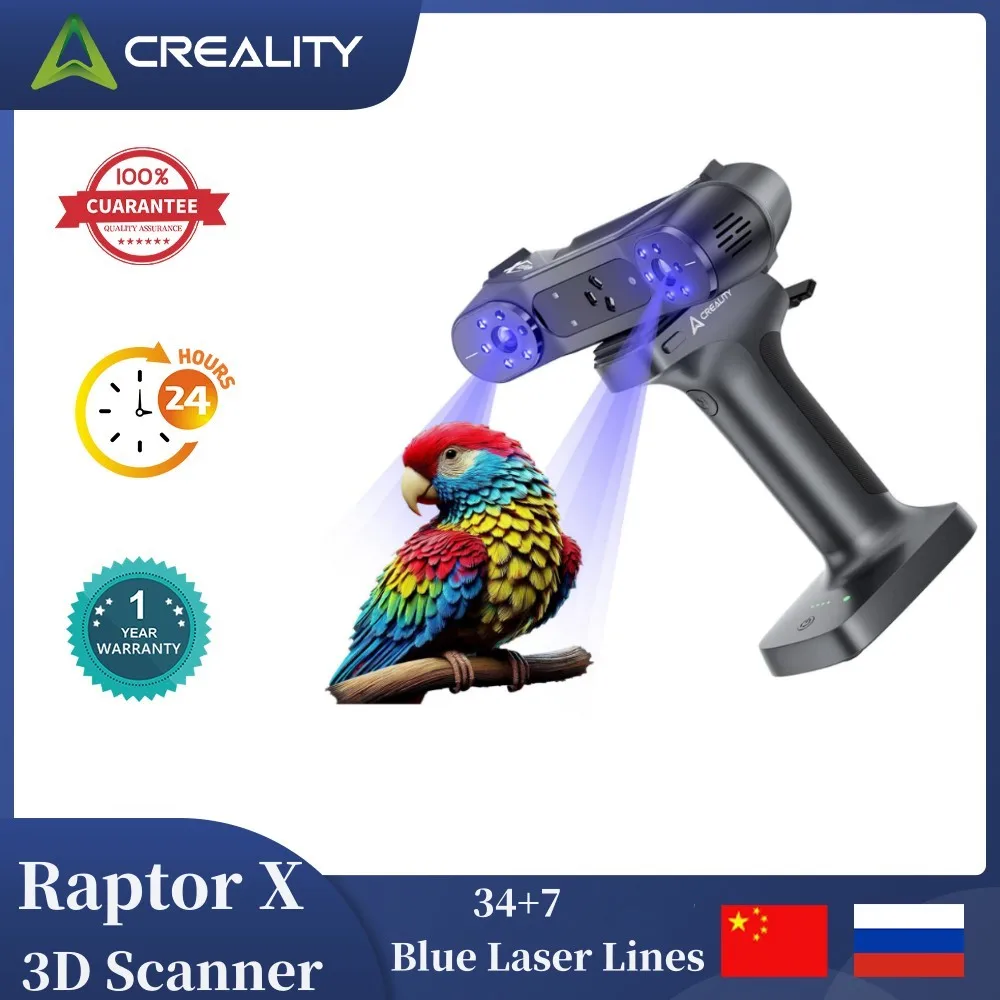 Creality Raptor X 3D Scanner 0.02 mm Accuracy 60fps Scanning Wi-Fi 6 Wireless Scan 34+7 Blue Laser NIR Light 3D Printing Scanner