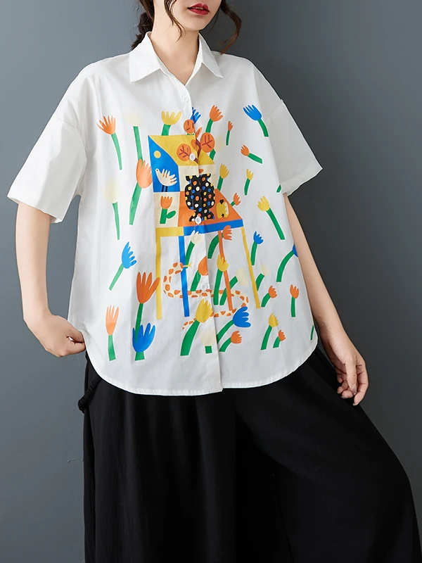 ريترو Sle ثلاثية الأبعاد طباعة ort Sve المرأة irt تصميم فضفاض تخفيف التخسيس توب صيف 2025 حجم كبير عادية Faion #4