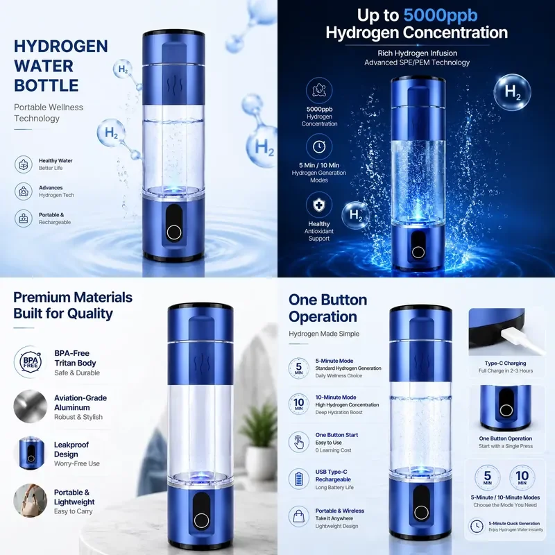 Brand Water Generator Bottle Portable H2 Water Cup SPE PEM Technology Home Use Dropshipping