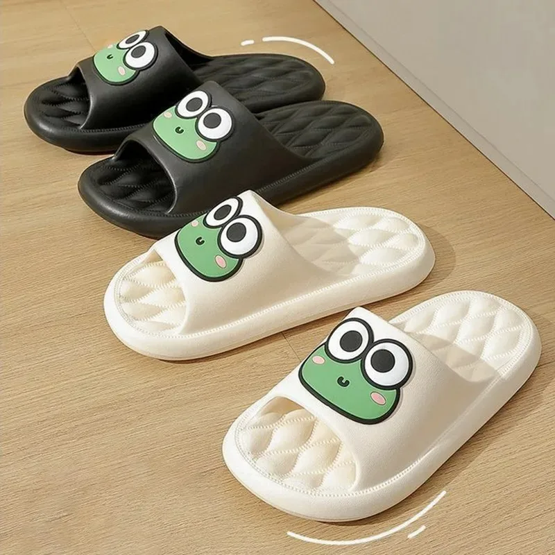 Couple Slippers Funny Animal Flog Slippers Female Comfort Breathable EVA Slides Indoor Bathroom Waterproof Slippers