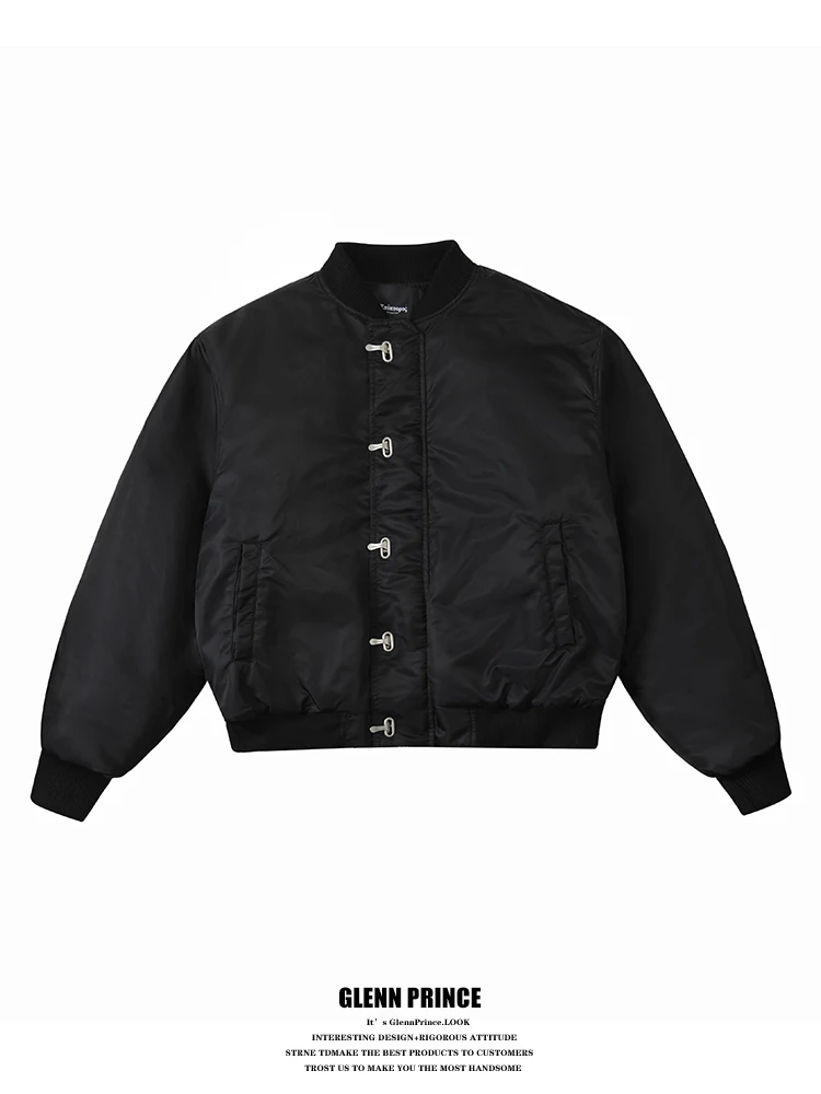 

Теплая хлопковая куртка для мужчин, зимняя, с дизайнерским воротником-бейсболкой, на пуговицах, молодежная модная верхняя одежда