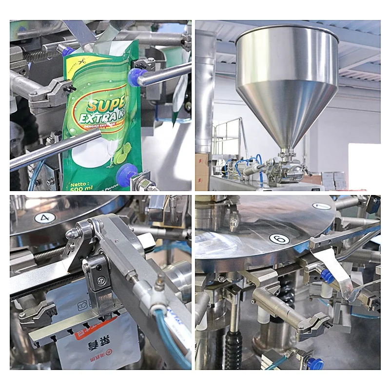 الصين التلقائي على شكل حقيبة دوي الحقيبة ملء آلات التعبئة والتغليف لزج الصابون غسل المنظفات السائلة Doypack آلة التعبئة