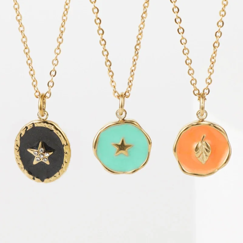 Star Pendant Necklace Bohemian 14K Gold Plated Chain Necklaces Luxury Stainless Steel Necklace for Women Trend 2022 Jewelry