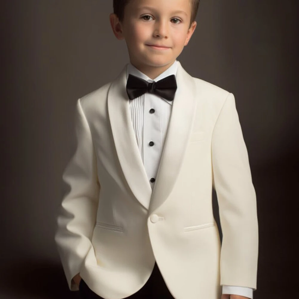 

Chic Suits for Boy Cute Shawl Lapel One Button Blazer with Pants Party Costume Wedding Tuxedos 2 Piece Fashion Kids Clothes