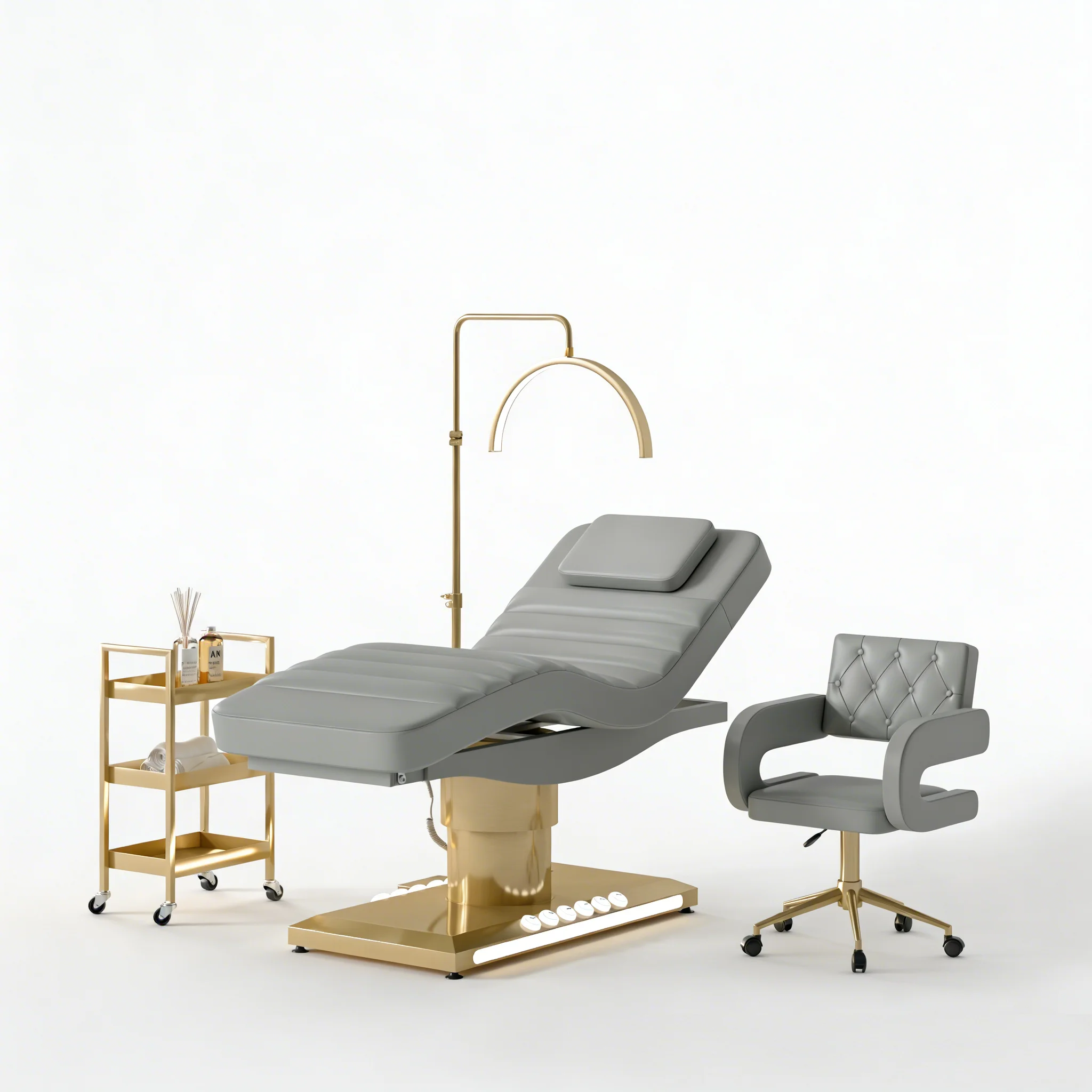 

Leather Beauty Salon Massage Table Electric Curved Treatment Facial Lash Beauty Bed Meientai Electric 3 Motor Foot Control Black