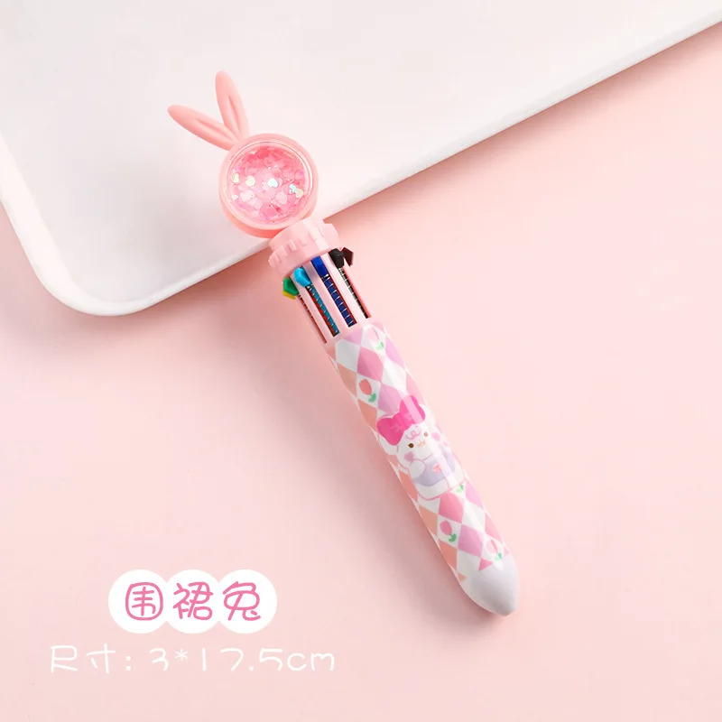 10-color Ballpoint Pen, Cartoon Rabbit, Student Press Test, Office Multi-color Signature Pen, Office Accessories Pen