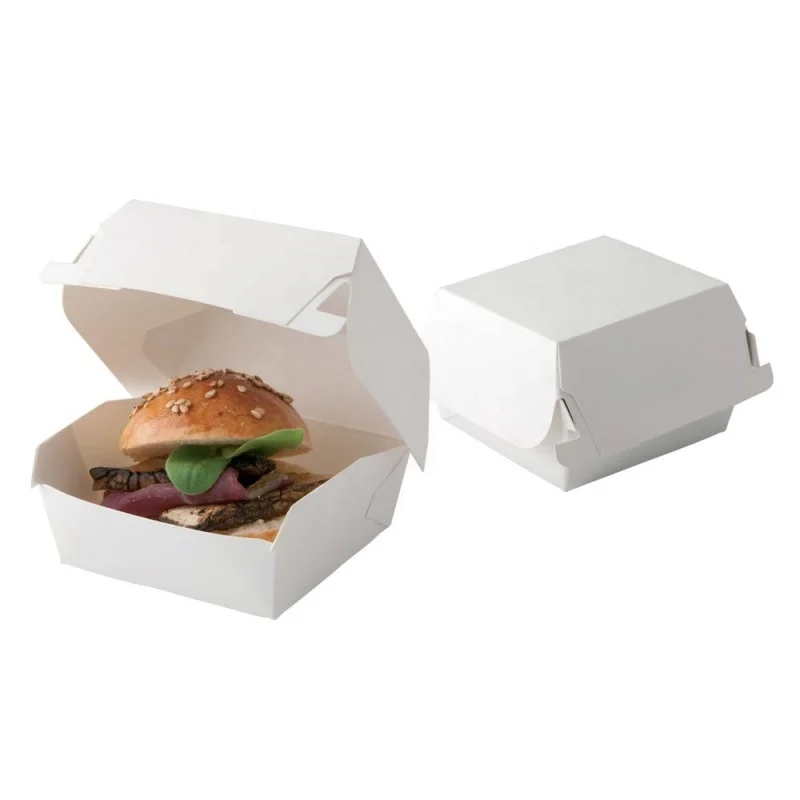 

Customized productPlain white burger packaging box takeaway with custom logo custom size