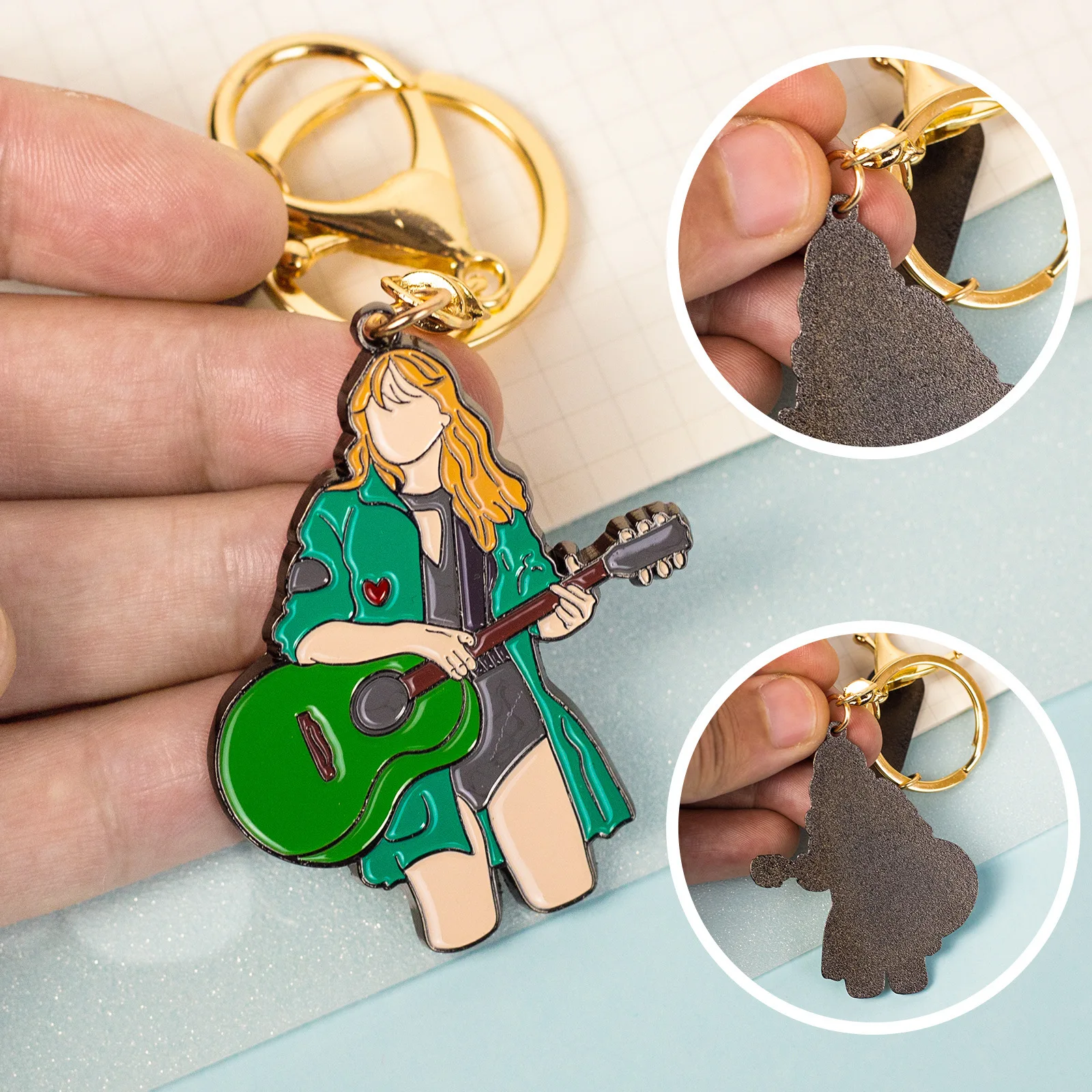 Taylor Swift Keychain Lovely 1989 Rock Girl Metal Guitar Pendant Fans Collection for Men Women Backpack Party Accessories Gifts