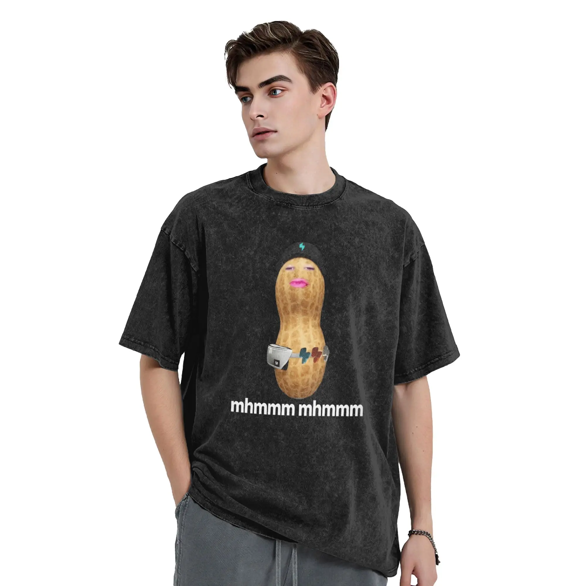 The Burnt Peanut GOOP Meme Washed T Shirt Men  Streetwear Casual T-Shirts Beach  Hip Hop Tee Shirt Printed Plus Size Clothing
