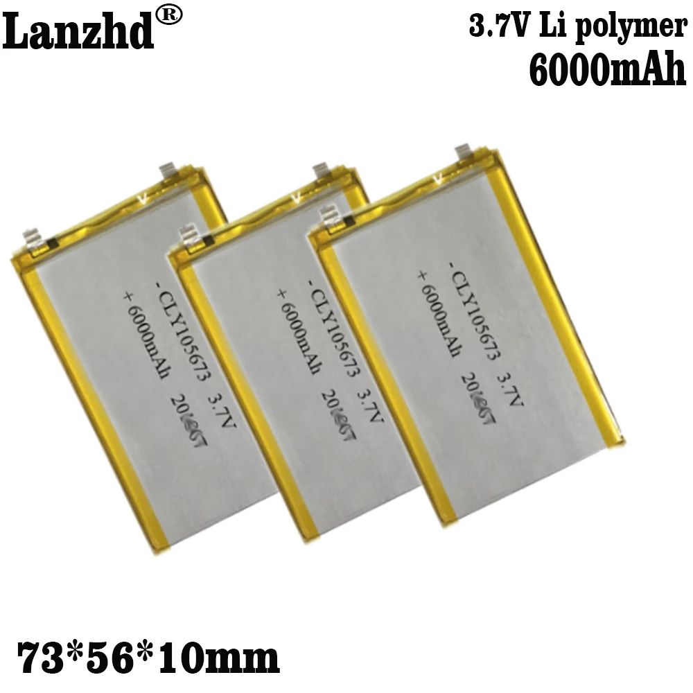 1-10pcs New 3.7V polymer battery 905465 105565 105673 6000mAh For GPS mobile power device line power bank tablet