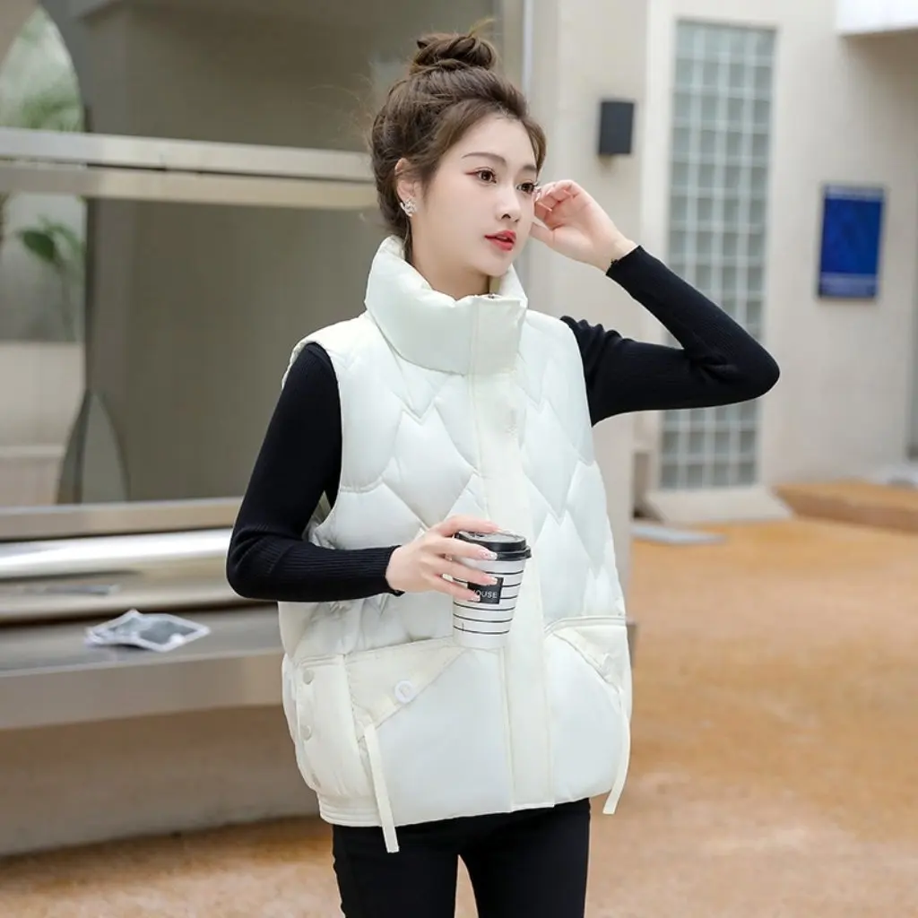 

Women's Autumn Winter Korean Style Loose down Cotton Vest Waistcoat Outerwear All-Matching Jacket for Students