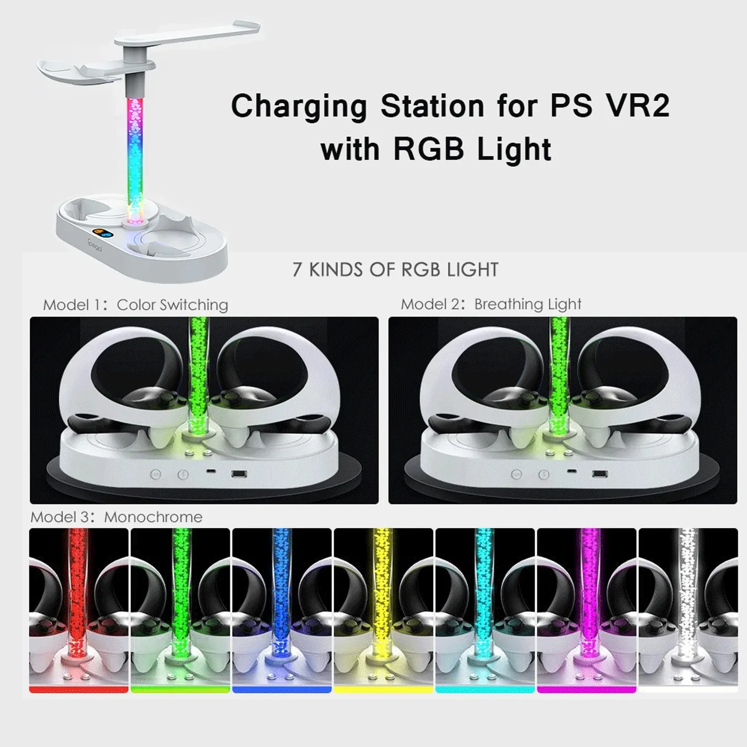 Controller Charging Dock Station for PS VR2 with RGB Light VR Display Accessories