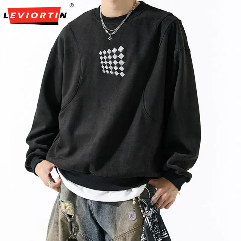 

Новое поступление 2026, мужская повседневная толстовка, осенне-зимний дышащий мягкий свободный крой, пуловер с длинными рукавами и вышивкой WF111