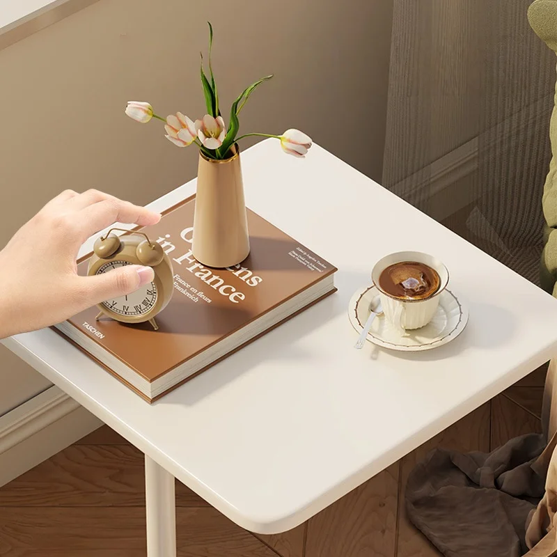 Minimalist Side Table Living Room Small Sofa Portable Bedside Compact Bedroom Nightstand Mobile Accent Space-Saving Shelf Modern