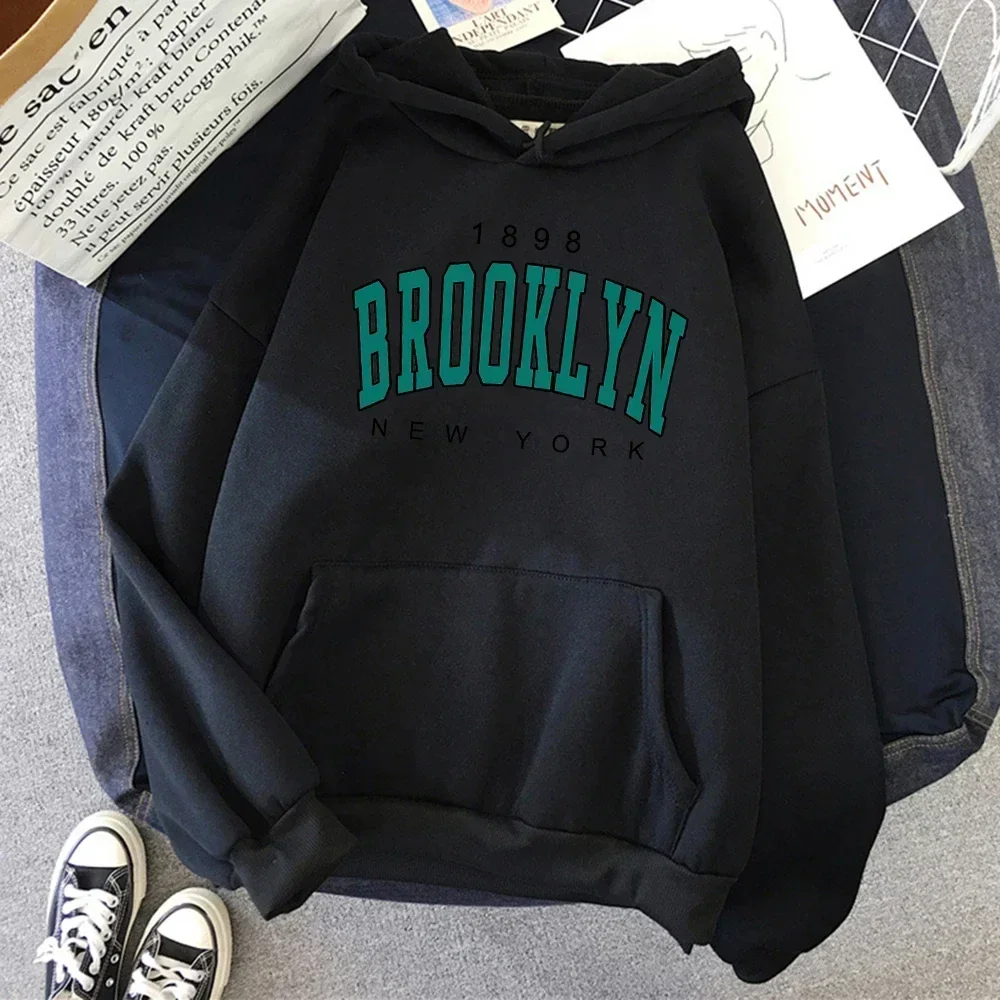 Brooklyn Letter พิมพ์เสื้อกันหนาวแฟชั่น Hoodie เด็ก Hip Hop Street สุภาพสตรี New York ฤดูใบไม้ร่วงเสื้อผ้า Hoodie สําหรับผู้หญิง