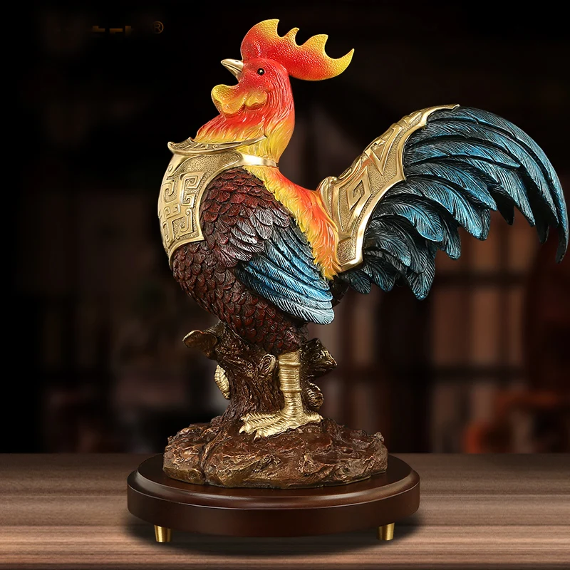 high grade Auspicious Good Omens Wealth luck Cock HOME SHOP OFFICE BAR CLUB decoration bring money bronze Sculpture