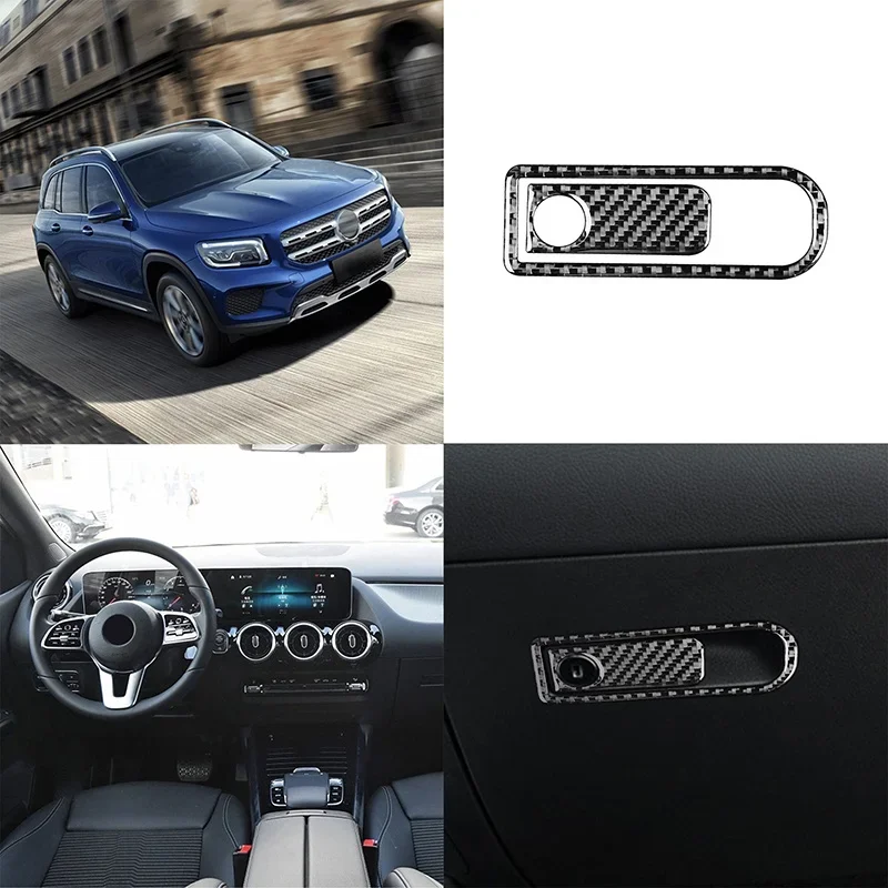 Car Glove Box Switch Sticker Trim For Mercedes Benz B-class GLB 2019 2020 Carbon Fiber Auto Glove Buttom Decorative Cover Frame
